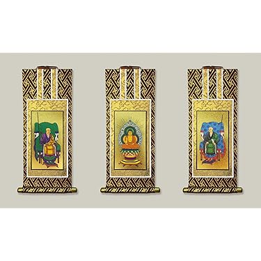 h*e様 掛け軸 おまとめ セット 京都西陣・もくらん金本紙・浄土宗掛軸・3枚セット・極豆代